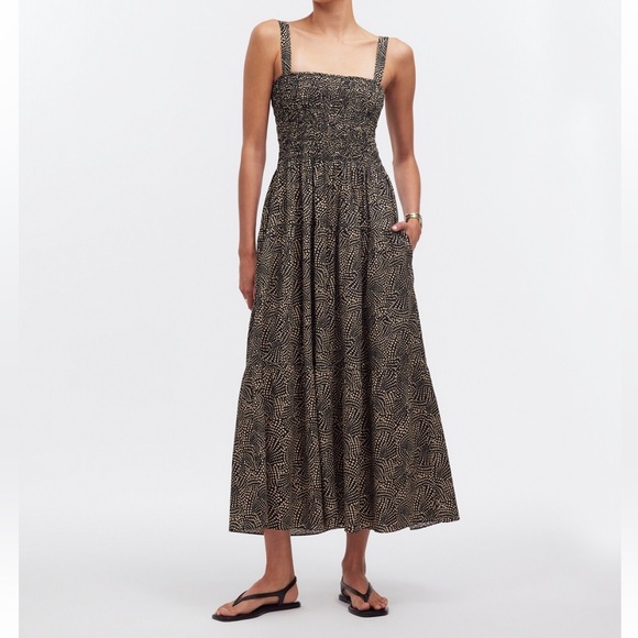 Madewell Dresses & Skirts - MADEWELL‎ Smocked Drop-Waist Spiral Dot Black Cream Cotton Maxi Dress SUM 24 SM?